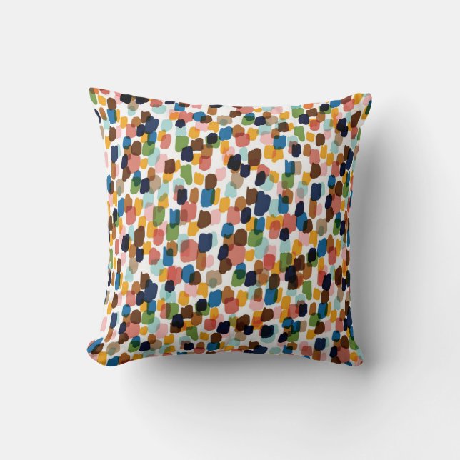 Polka Dots: Multicoloured Hand Paint. Cushion (Front)