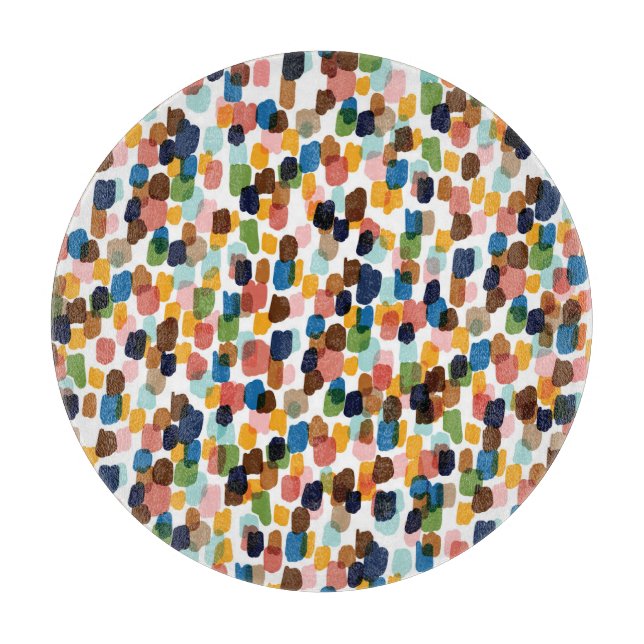 Polka Dots: Multicoloured Hand Paint. Cutting Board (Front)
