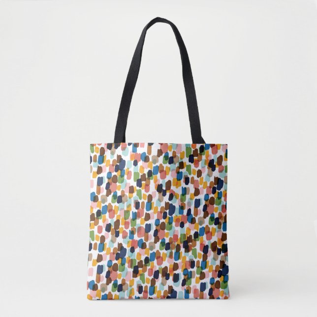 Polka Dots: Multicoloured Hand Paint. Tote Bag (Front)