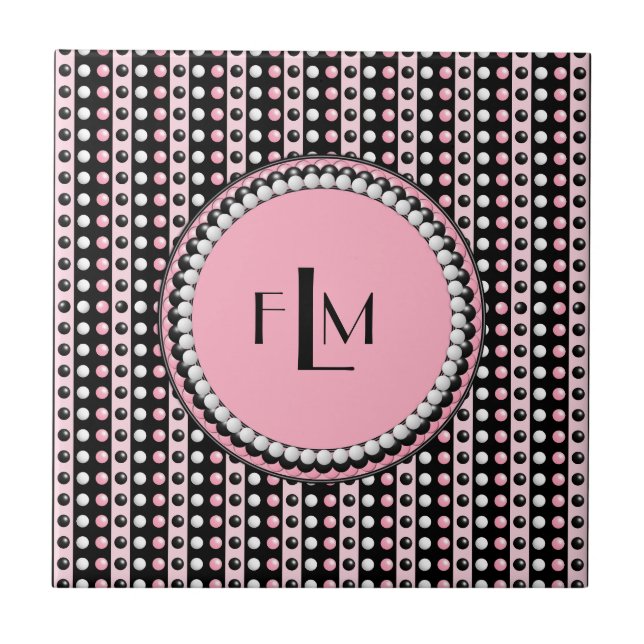 Polka dots n Stripes Monogram Tiles (Front)