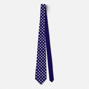 Polka dots navy blue and white tie