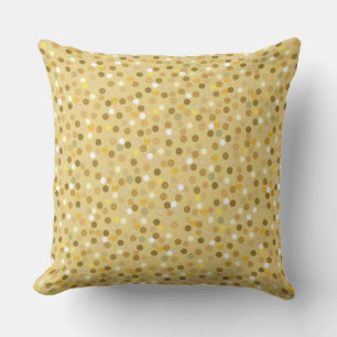 Polka Dots on Beige, Yellow and White Cushion