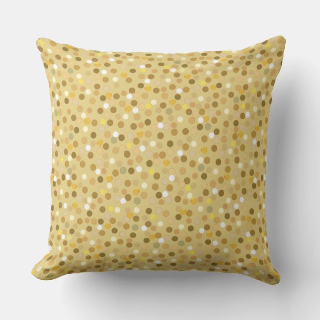 Polka Dots on Beige, Yellow and White Cushion (Front)