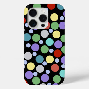 Polka-dots on black iPhone 15 pro case