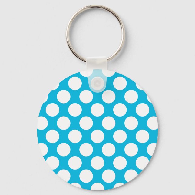 Polka Dots on Blue Key Ring (Front)