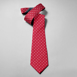 Polka Dots On Dark Red Background Modern Tie