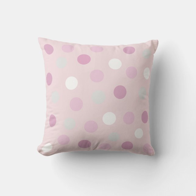 Polka Dots on Light Rose Gold Cushion (Front)