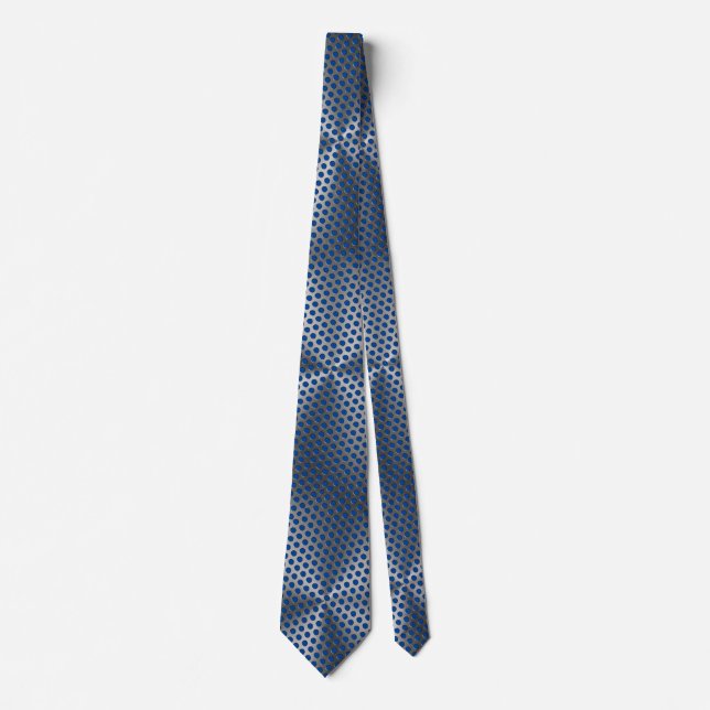 Polka Dots on Metal Plate 01x4 Blue BG Tie (Front)