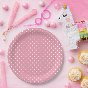 Polka Dots on Pink Pattern Paper Plate