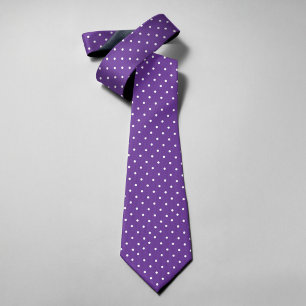 Polka Dots On Purple Background Groomsmen Tie