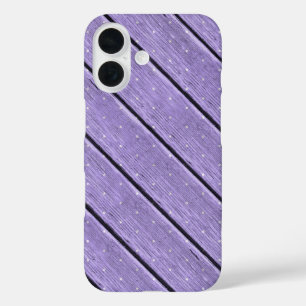 polka dots on purple wood iPhone 16 case