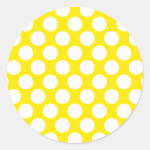 Polka Dots on Yellow Classic Round Sticker