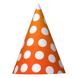 Polka Dots Orange And White Party Hat