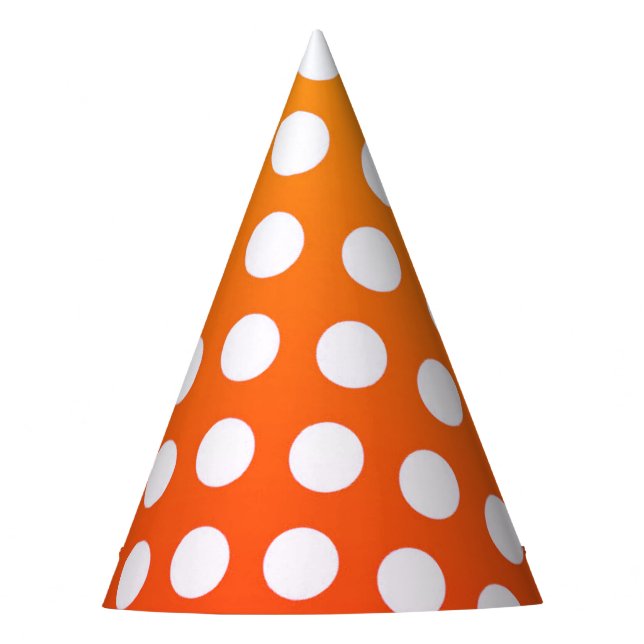 Polka Dots Orange And White Party Hat (Front)
