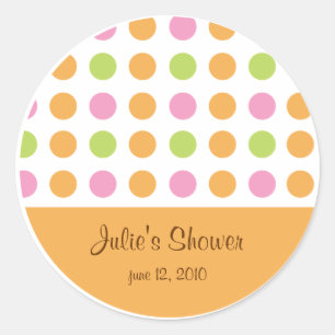 Polka Dots Orange Favour Bag Label Sticker
