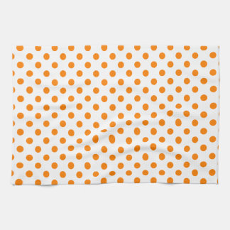 Polka Dots - Orange on White Tea Towel