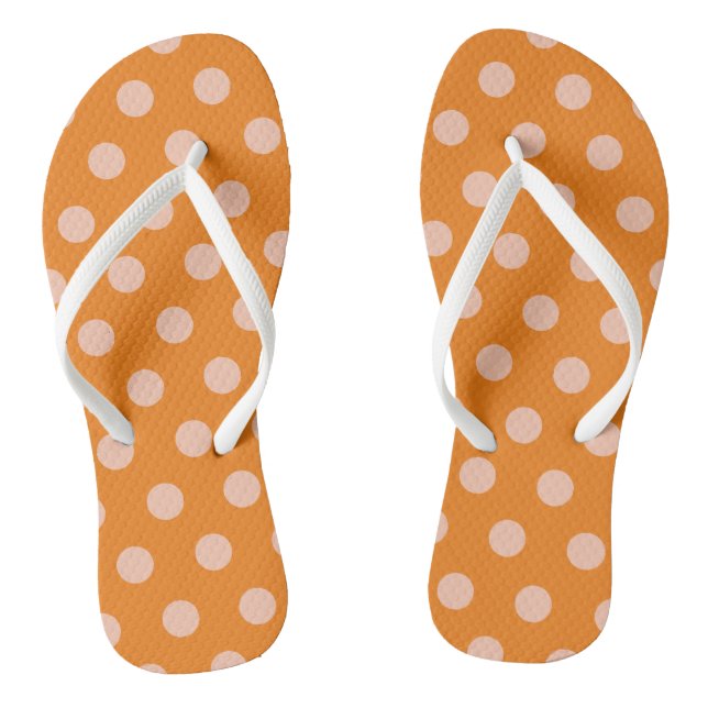 Polka Dots Orange Peach Thongs (Footbed)