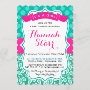 Polka Dots & Paisley Baby Shower Invitation