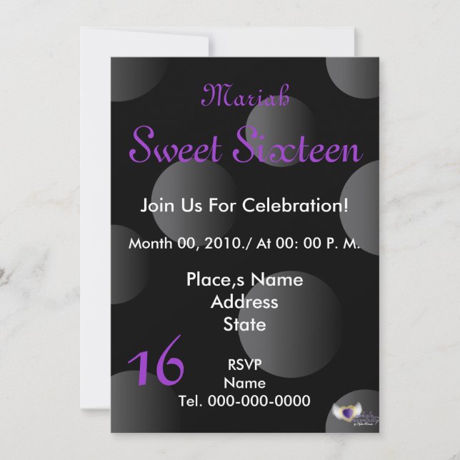 Polka Dots Paradise Sweet Sixteen- Customise Save The Date (Front)