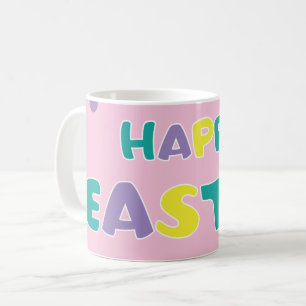 Polka Dots Pastel Pink Happy Easter Coffee Mug