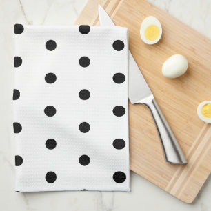 Polka Dots Pattern Black And White Tea Towel