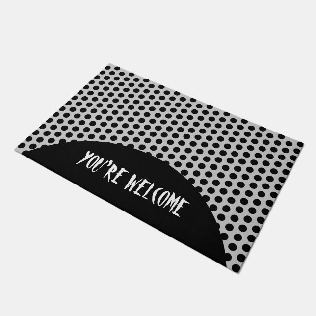 Polka Dots pattern black + your backgr. & ideas Doormat (Angled)