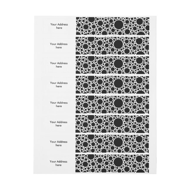 Polka Dots Pattern Black + your backgr. & ideas Wraparound Address Label (Sheet)
