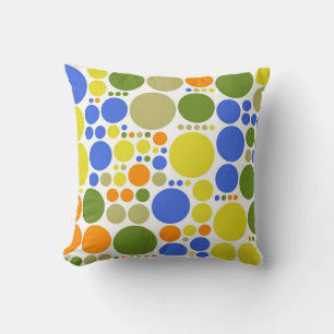 Polka dots pattern   Blue green yellow orange Cushion