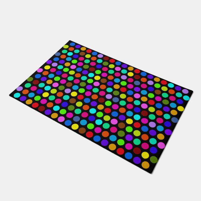 Polka Dots Pattern coloured I + your backgr. & ide Doormat (Angled)