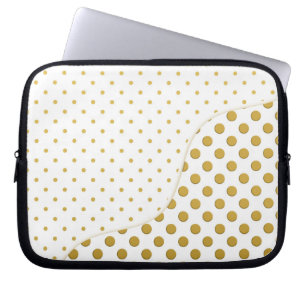 Polka Dots Pattern in Gold and White Laptop Sleeve