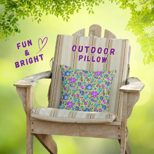 Polka Dots Pattern in Pink Blue Teal -  Cushion