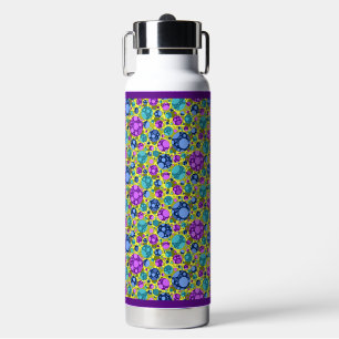 Polka Dots Pattern in Pink Blue Teal - Water Bottle