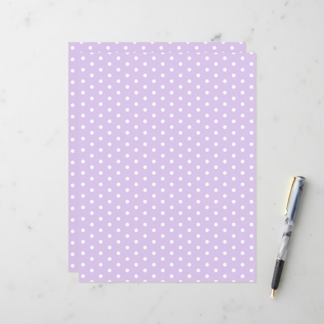 Polka Dots Pattern Lavender Purple Scrapbook Paper (Front/Back In Situ)