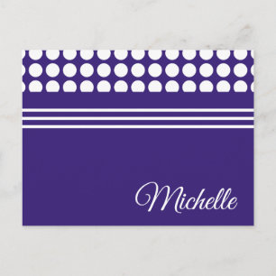 Polka dots pattern on ultra violet postcard