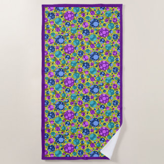 Polka Dots Pattern Pink Blue Teal -  Beach Towel