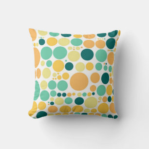 Polka dots pattern Retro Orange Blue Cushion