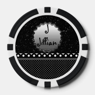 Polka Dots Pattern White Black Peace Love Destiny Poker Chips