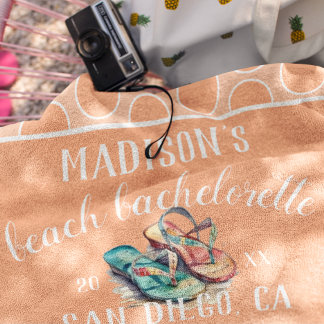 Polka Dots Peach Bachelorette Party Gift Beach Towel