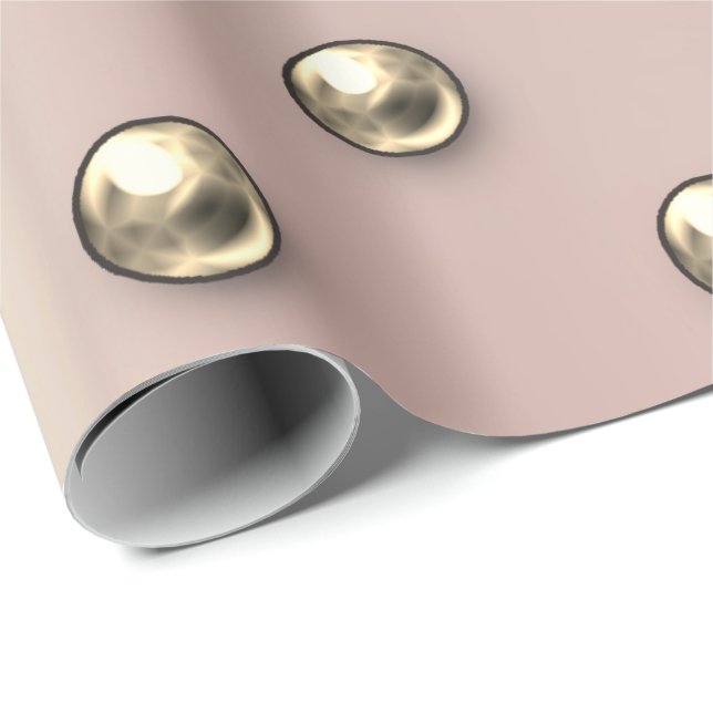 Polka Dots Pearls Faux Gold Blush  3D Effect Wrapping Paper (Roll Corner)
