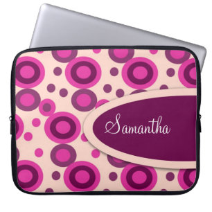 Polka Dots Personalised Laptop Sleeve:Hot Pink Laptop Sleeve