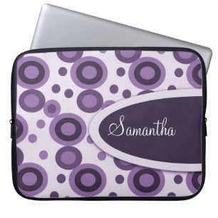 Polka Dots Personalised Laptop Sleeve:Lavender Laptop Sleeve