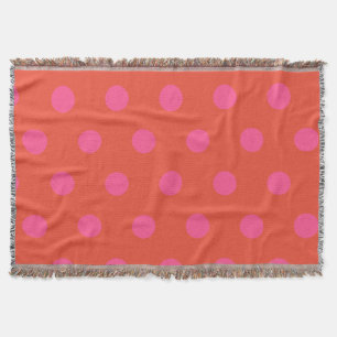Polka Dots Pink and red Orange monogrammed Throw Blanket