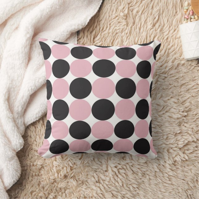  Polka Dots  Pink & Black   Cushion (Blanket)