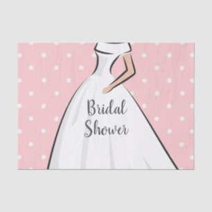 Polka Dots Pink Bridal Shower White Wedding dress Tissue Paper