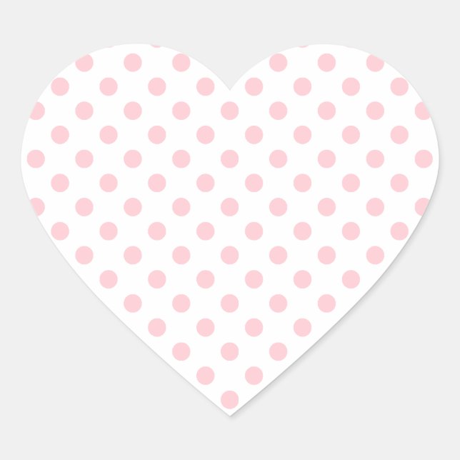 Polka Dots - Pink on White Heart Sticker (Front)
