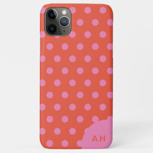 Polka Dots Pink Orange monogrammed iPhone 11 Pro Max Case