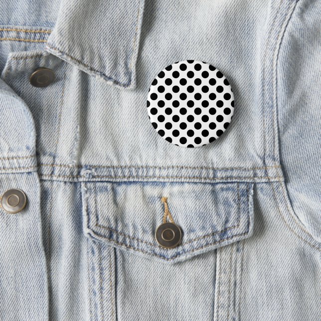 Polka Dots, Polka Dot Pattern, Black and White 6 Cm Round Badge (In Situ)