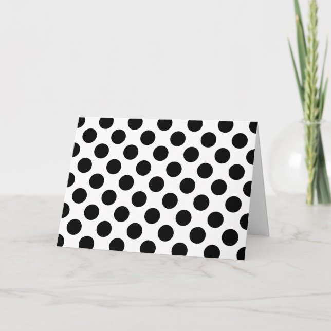 Polka Dots, Polka Dot Pattern, Black and White Card (Front)