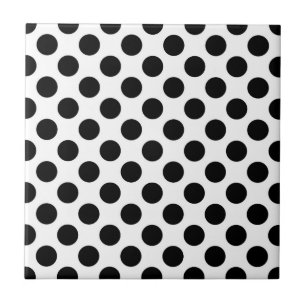 Polka Dots, Polka Dot Pattern, Black and White Ceramic Tile
