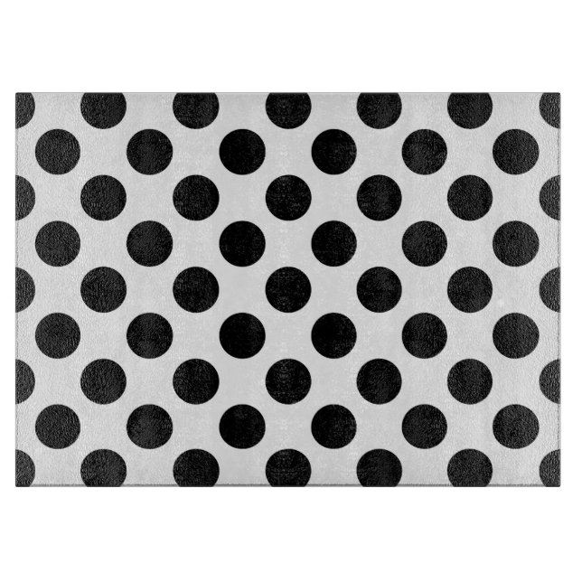 Polka Dots, Polka Dot Pattern, Black and White Cutting Board (Front)